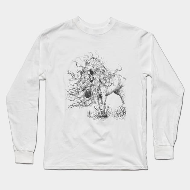 Wispy Horse Long Sleeve T-Shirt by Kat's Arts